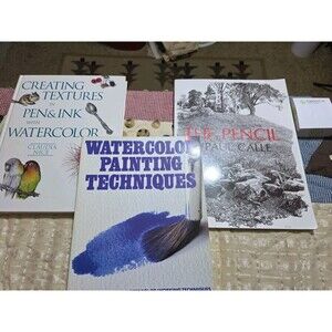 Art Instruction Book Lot Pen Ink Watercolor‎ Pencil Paul Calle Claudia Nice 3pc
